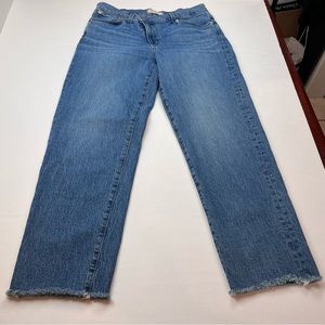 Madewell Mid-Rise Perfect Vintage Jean Womens Size 29 Blue Denim Frayed Hem